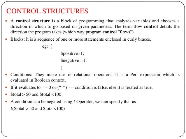 Scalar expressions and control structures in perl