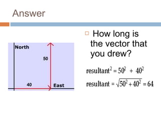 Answer
 How long is
the vector that
you drew?
 