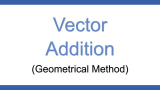 Vector
Addition
(Geometrical Method)
 