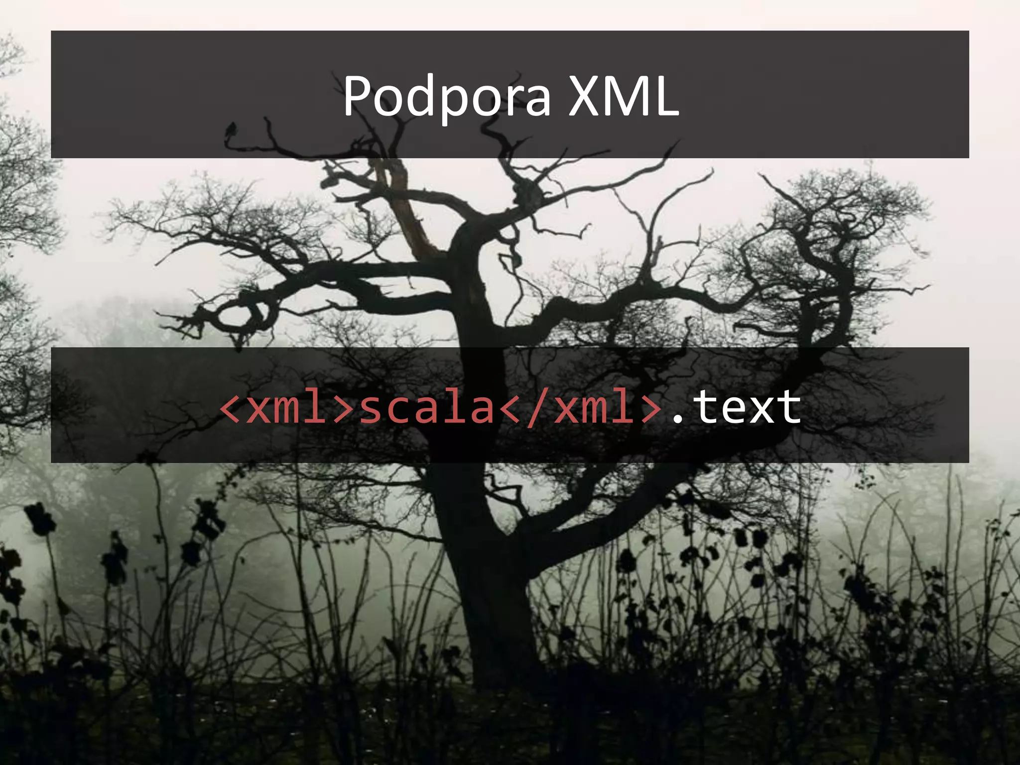 Podpora XML



<xml>scala</xml>.text
 