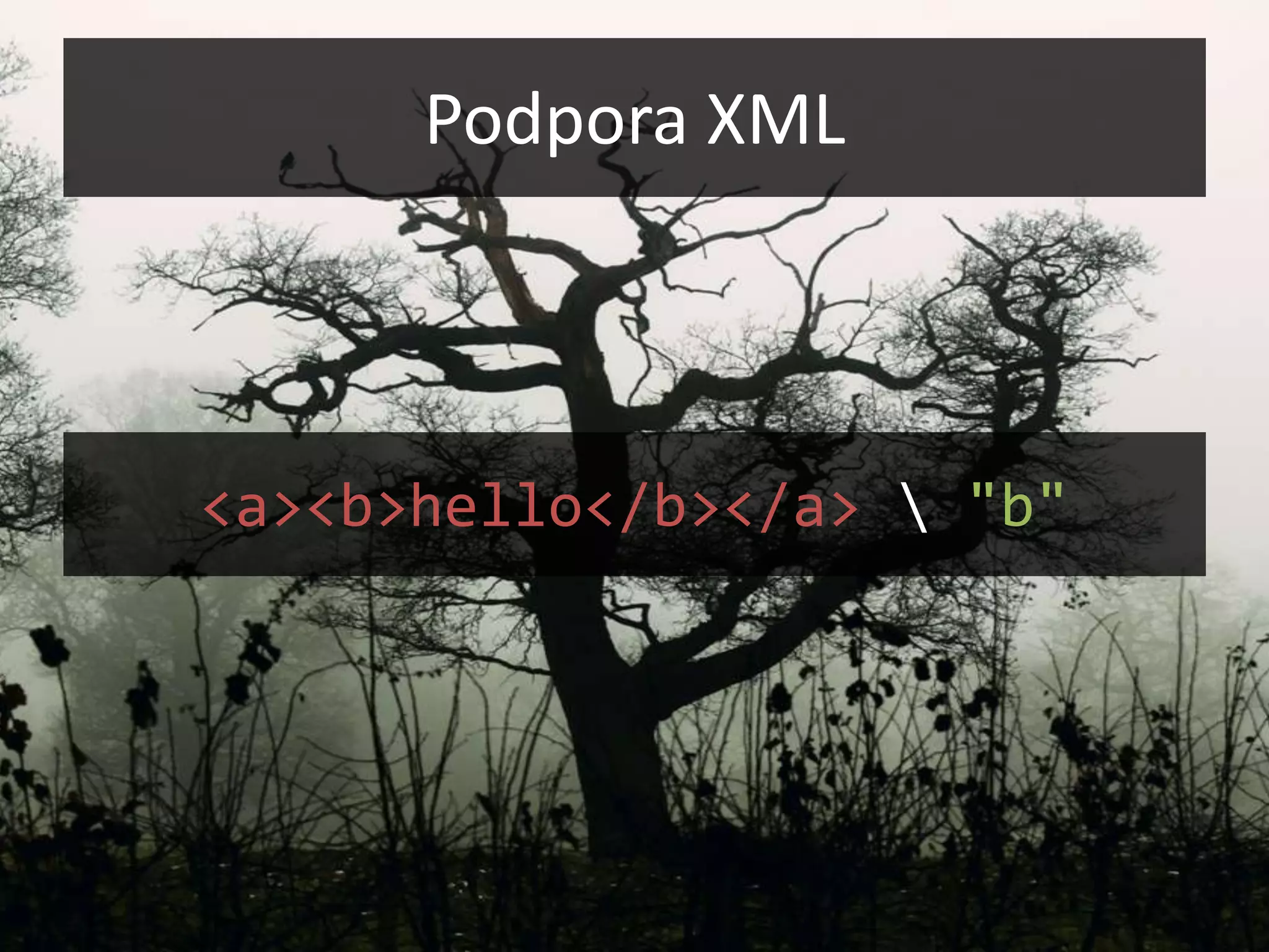 Podpora XML



<a><b>hello</b></a>  "b"
 