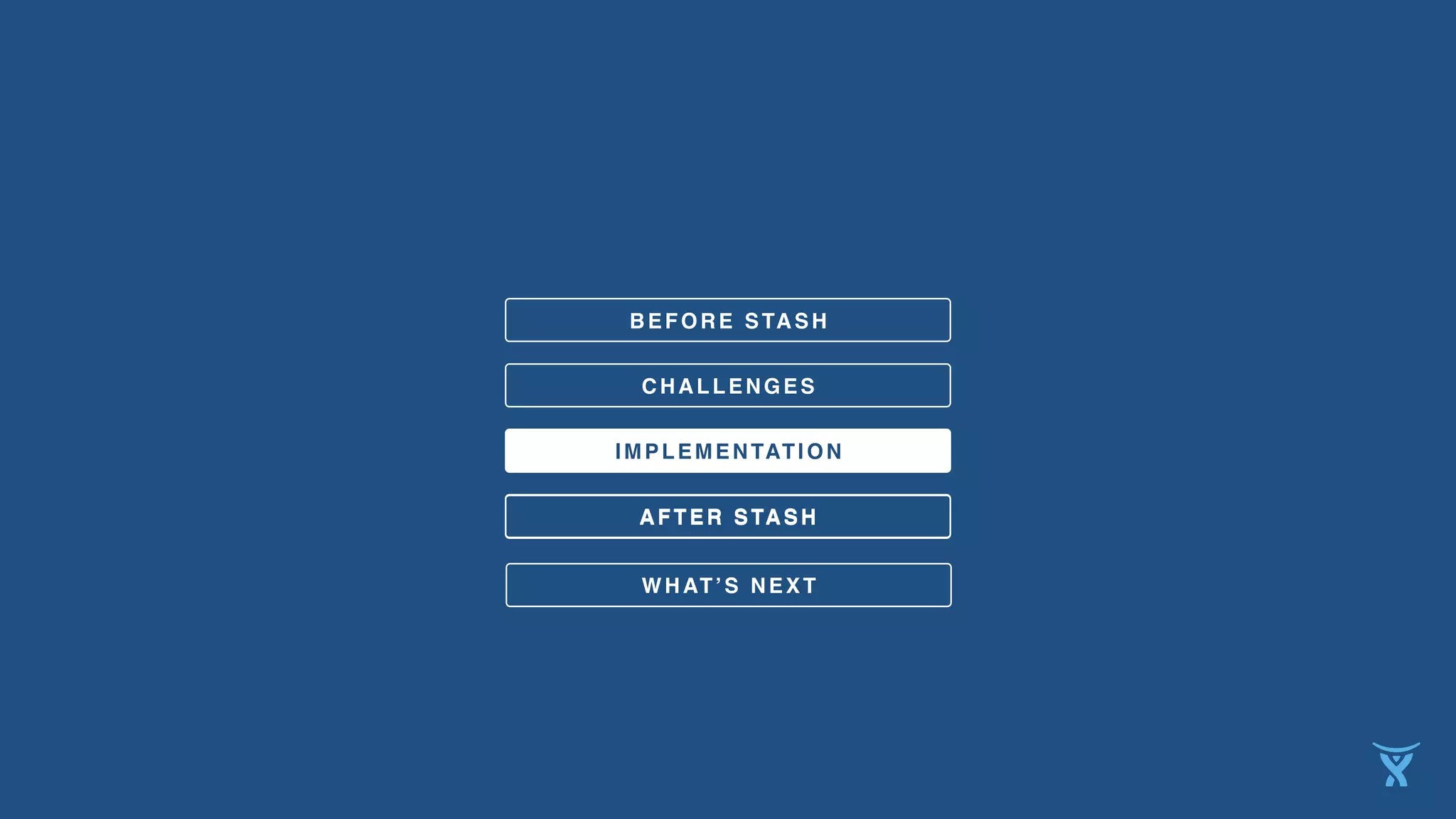 CHALLENGES
BEFORE STASH
IMPLEMENTATION
AFTER STASHAFTER STASH
WHAT’S NEXT