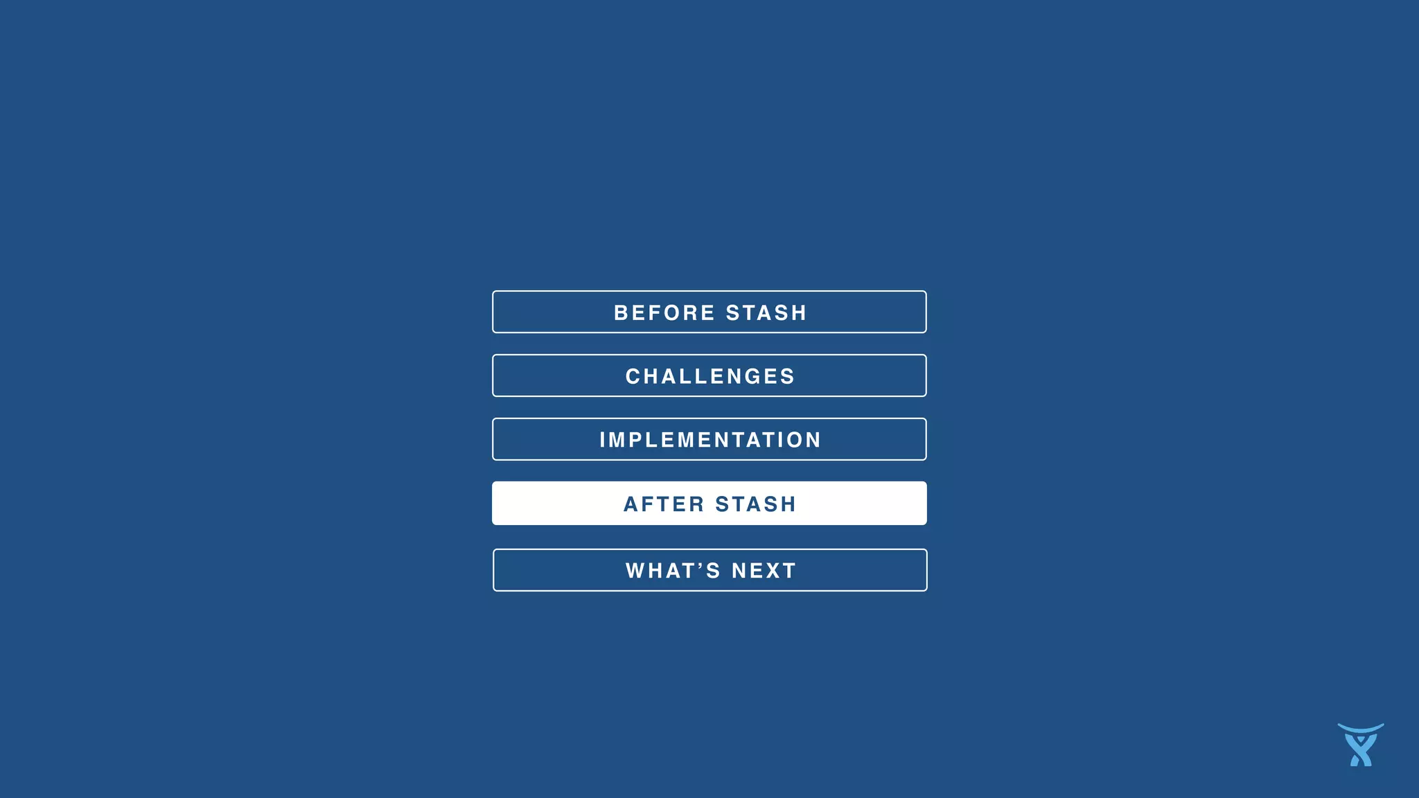 CHALLENGES
BEFORE STASH
IMPLEMENTATION
AFTER STASHAFTER STASH
WHAT’S NEXT