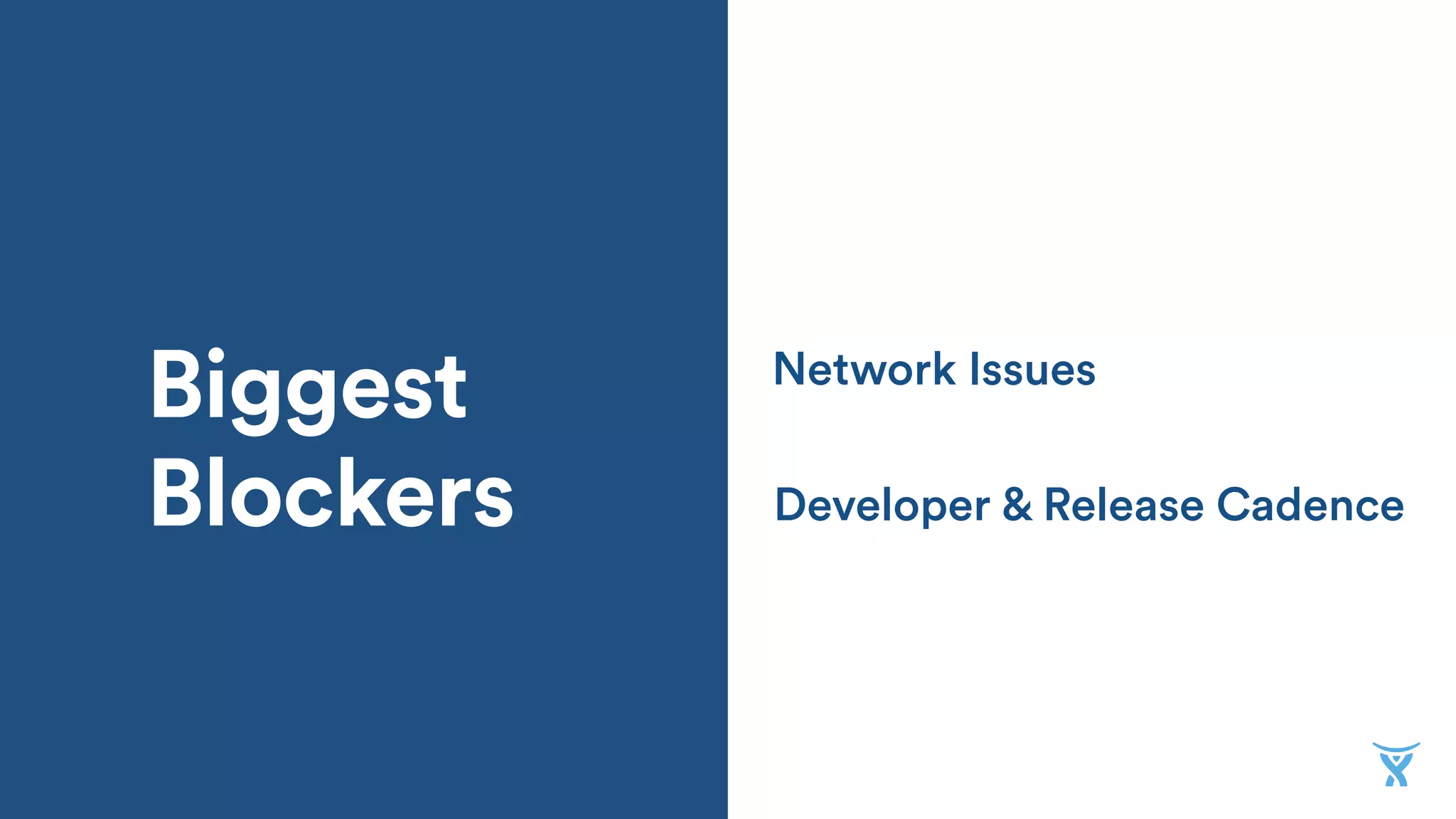 Developer & Release Cadence
Network Issues
Biggest
Blockers