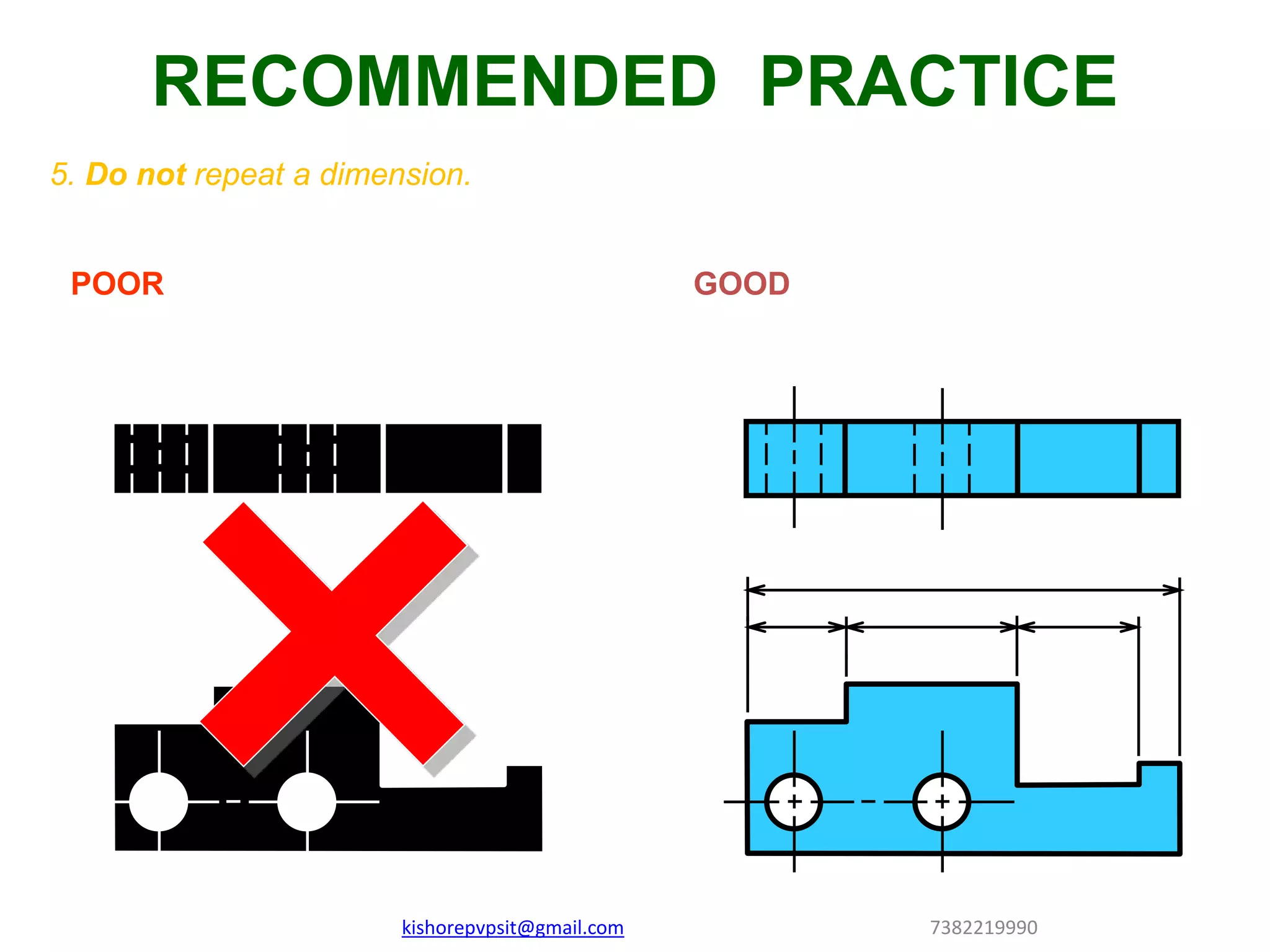 5. Do not repeat a dimension.
POOR GOOD
RECOMMENDED PRACTICE
kishorepvpsit@gmail.com 7382219990
 