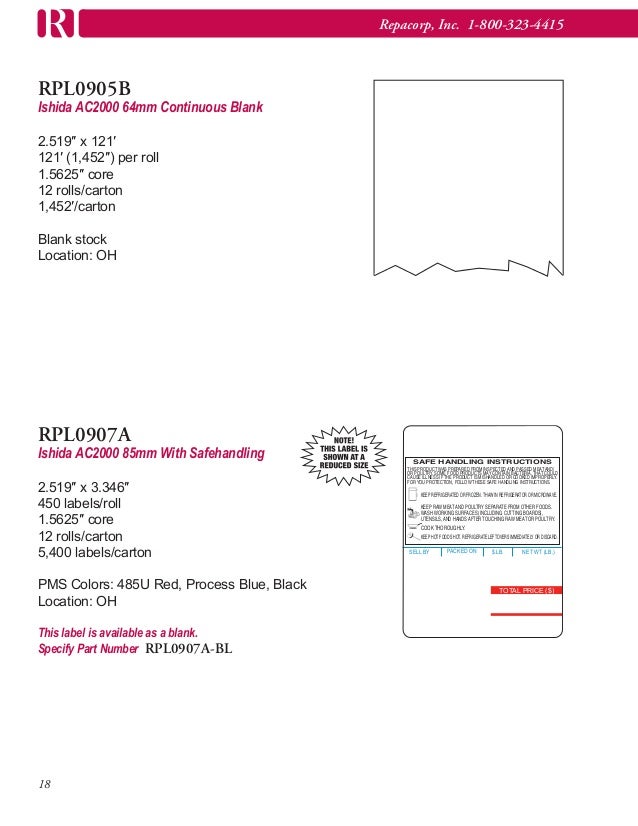 REPACORP Scale Labels Catalog