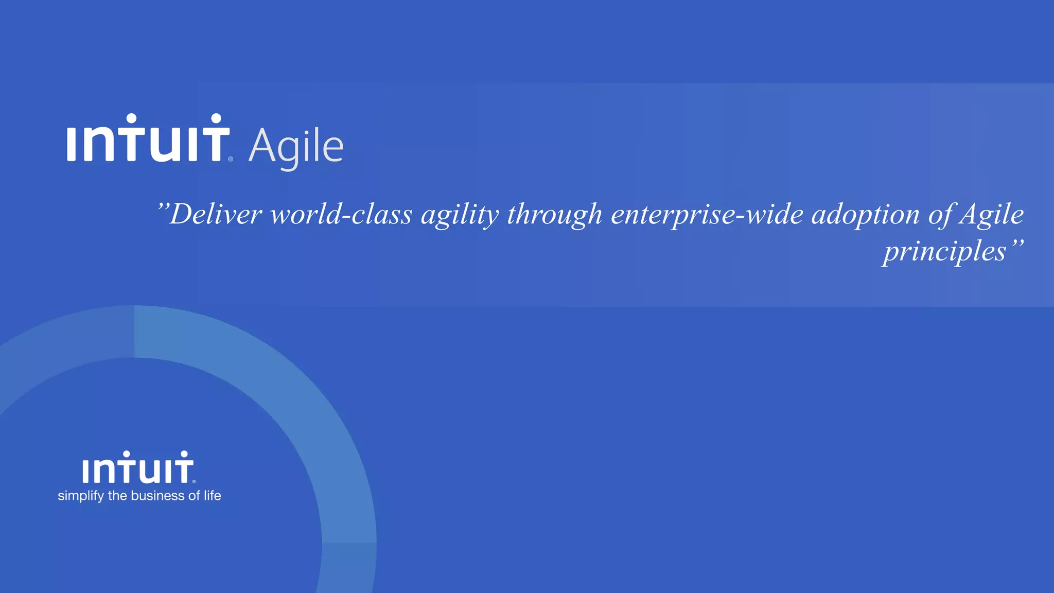 Intuit Confidential and Proprietary4
”Deliver world-class agility through enterprise-wide adoption of Agile
principles”
 