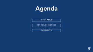KEY AGILE PRACTICES
INTUIT AGILE
TAKEAWAYS
Agenda
 