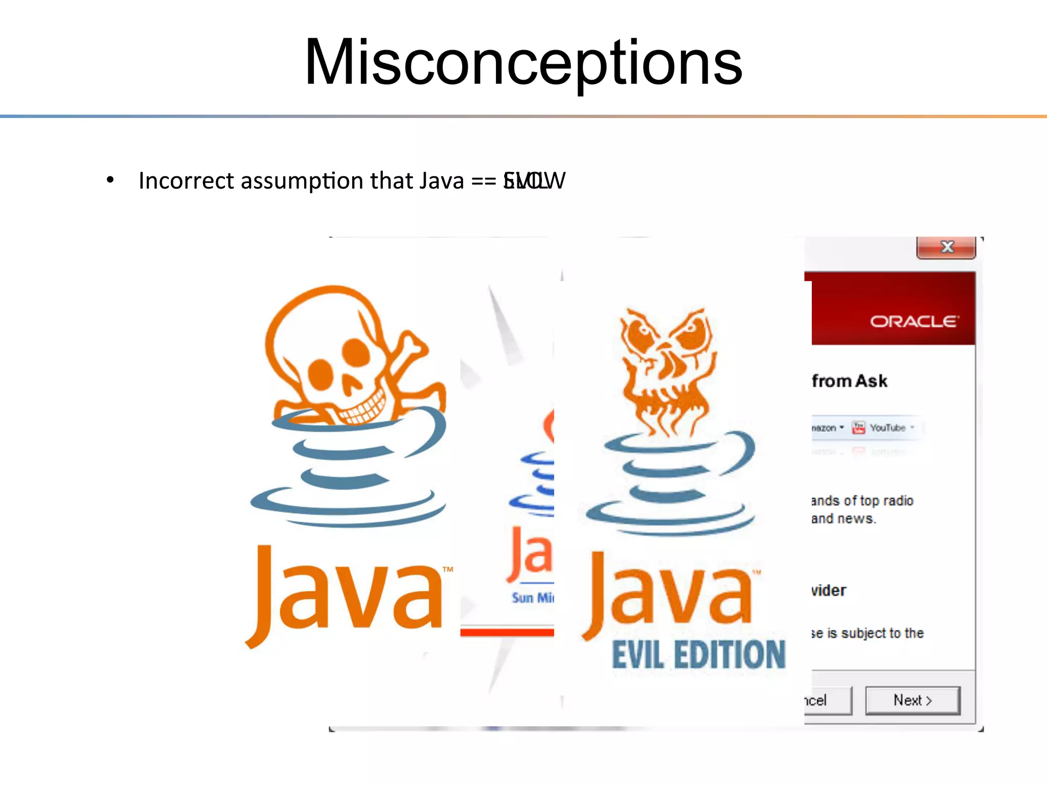 Misconceptions
•  Bucket	
  brigade	
  for	
  large	
  or	
  slow	
  data	
  processing	
  tasks	
  
•  Batch	
  processor	
  –	
  Another	
  mainframe	
  

 
