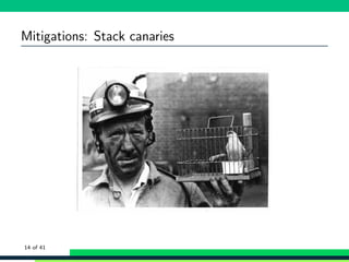 Mitigations: Stack canaries
14 of 41
 