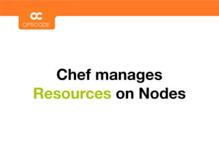 Chef manages
Resources on Nodes
 