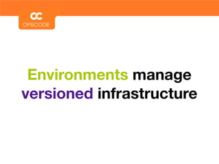 Environments manage
versioned infrastructure
 