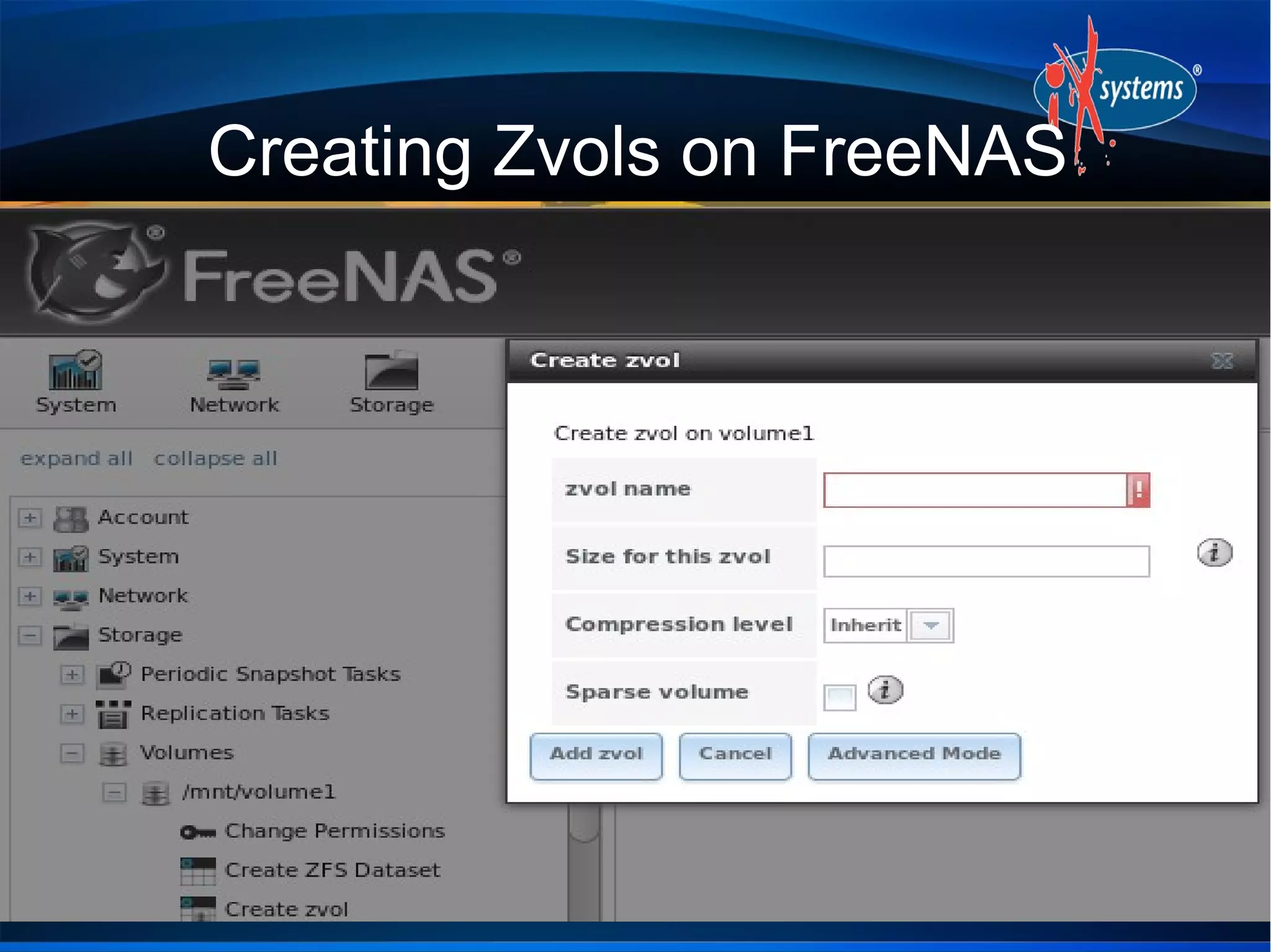 Creating Zvols on FreeNAS

 