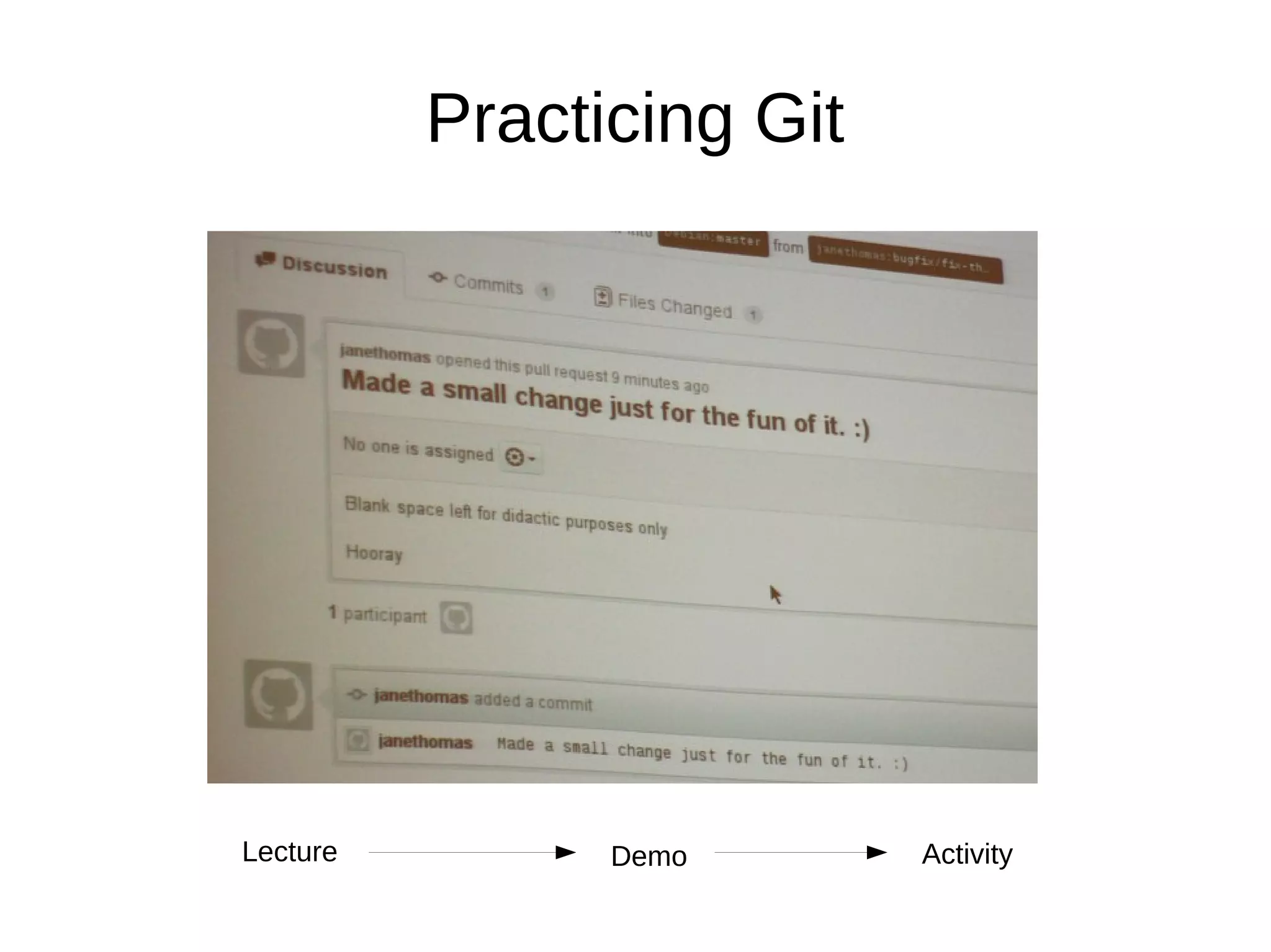 Practicing Git

Lecture

Demo

Activity

 