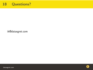 18 Questions?
ik@dataegret.com
dataegret.com
Why this talk
• Linux is a most common OS for databases
• DBAs often run into IO problems
• Most of the information on topic is written by kerneldevelopers
(for kernel developers) or is checklist-style
• Checklists are useful, but up to certain workload
dataegret.com
 