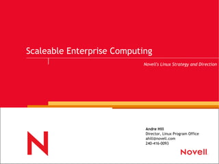 Scaleable Enterprise Computing Andre Hill Director, Linux Program Office [email_address] 240-416-0093 Novell's Linux Strategy and Direction 