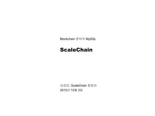 Blockchain 분야의 MySQL
ScaleChain
김강모, ScaleChain 창업자
2015년 12월 2일
 