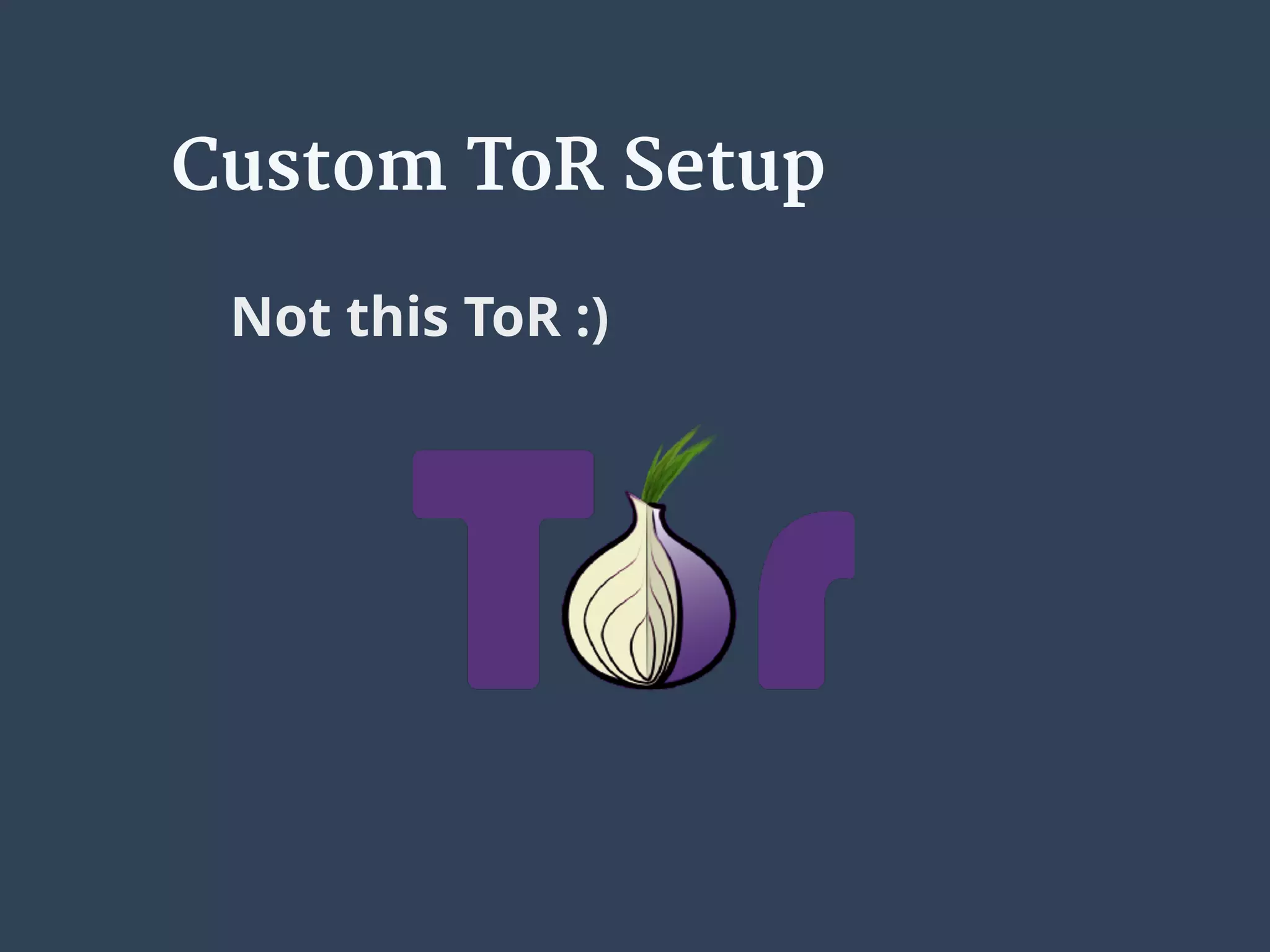 Custom ToR Setup
Not this ToR :)
 