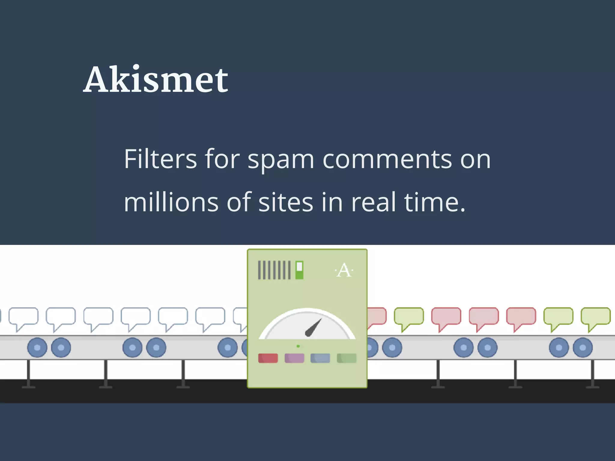 Akismet
Filters for spam comments on
millions of sites in real time.
 