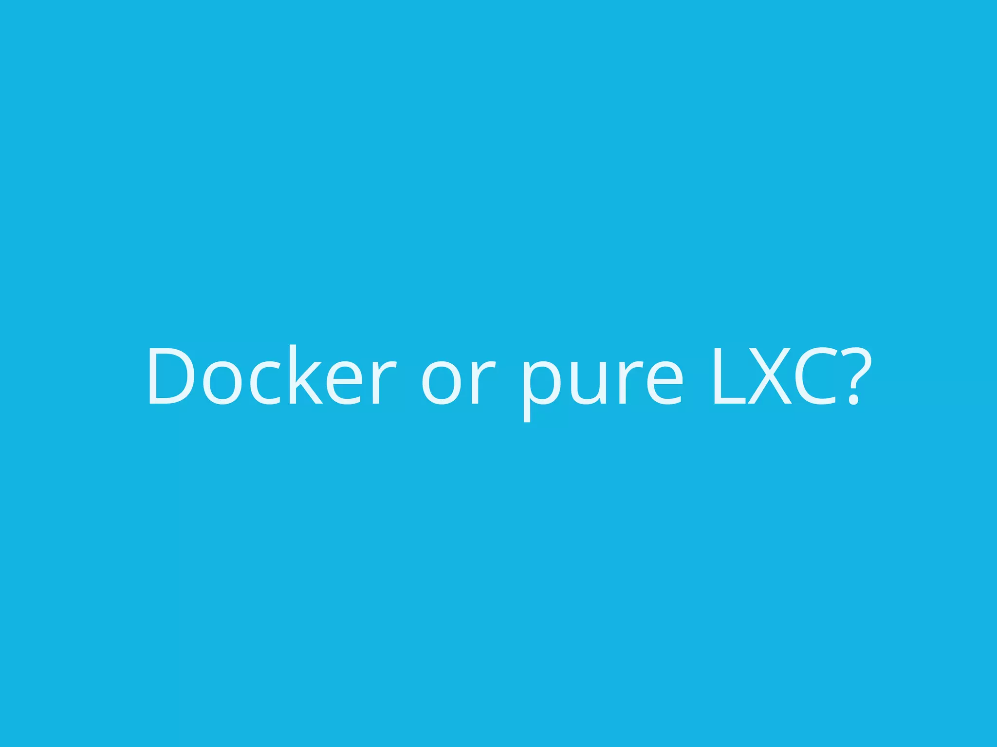 Docker or pure LXC?
 