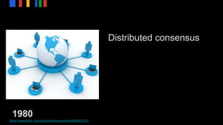 Distributed consensus
1980
https://www.flickr.com/photos/findyoursearch/6848657291
 