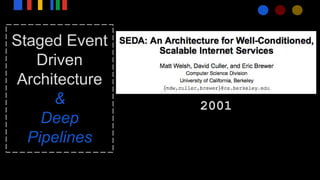 Staged Event
Driven
Architecture
&
Deep
Pipelines
2001
 