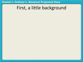 First, a little background 
 