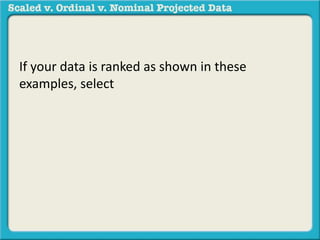 If your data is ranked as shown in these 
examples, select 
 