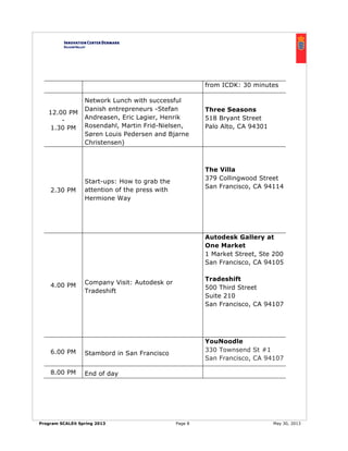 Program SCALEit Spring 2013 Page 8 May 30, 2013
from ICDK: 30 minutes
12.00 PM
-
1.30 PM
Network Lunch with successful
Dan...