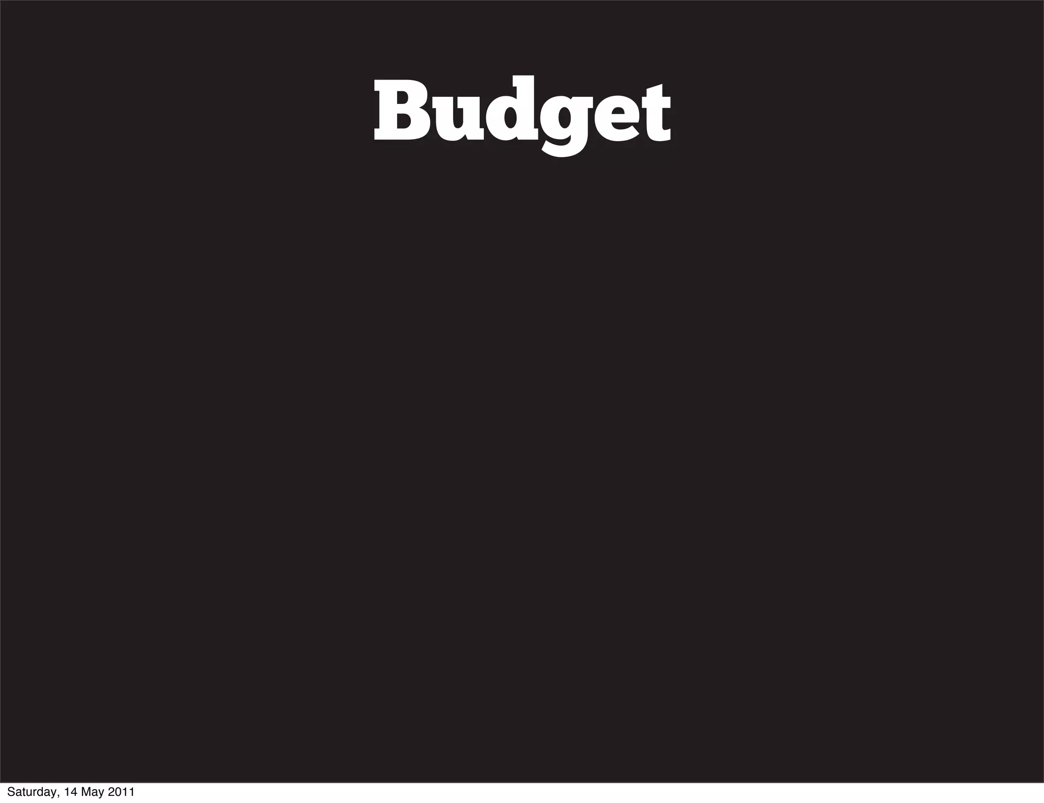 Budget




Saturday, 14 May 2011
 