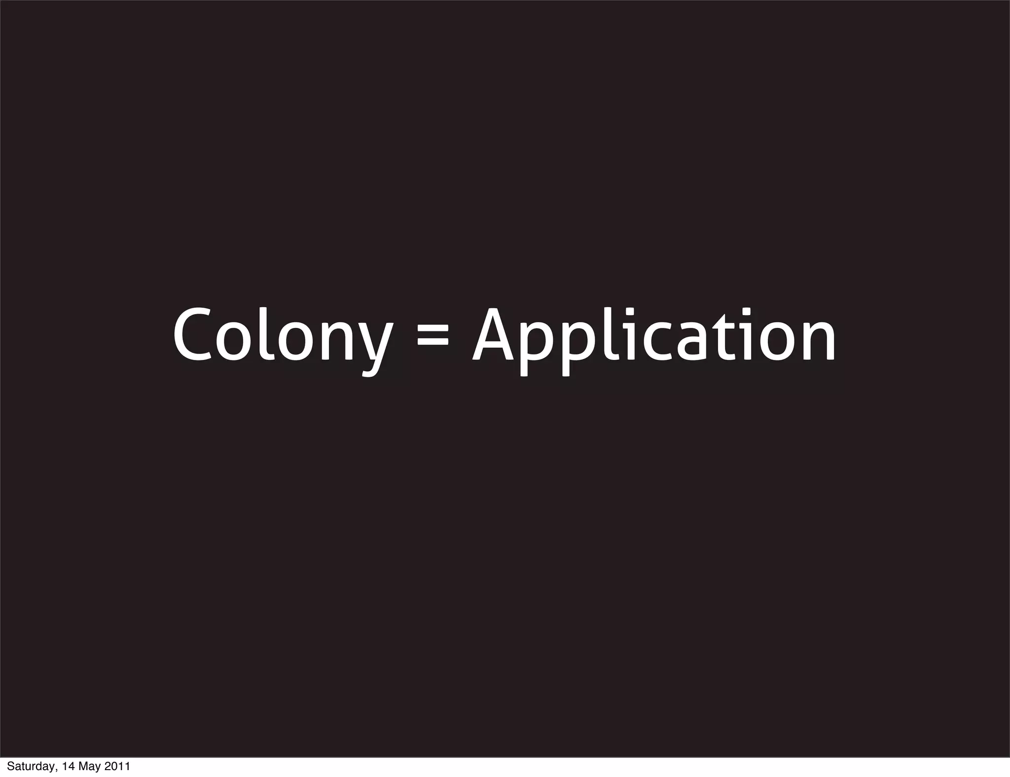 Colony = Application




Saturday, 14 May 2011
 