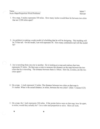 scale maps proportions worksheet