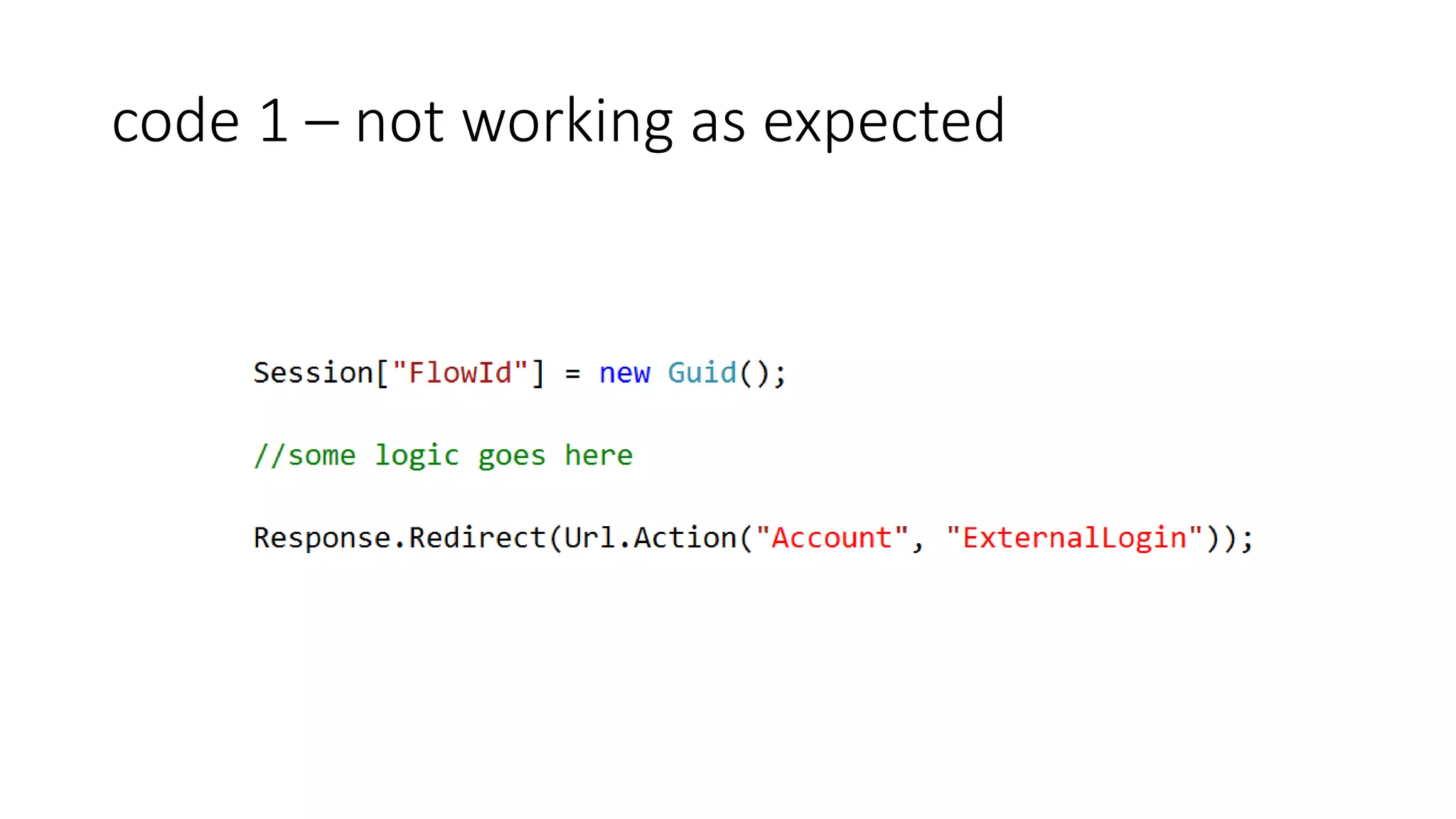 code 1 – not working as expected
 
