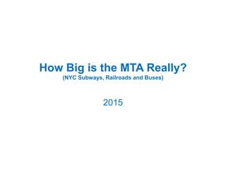 How Big is the MTA Really?
(NYC Subways, Railroads and Buses)
2015
 