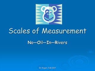 Dr. Kogan, Fall 2007
Scales of Measurement
No—Oil—In—Rivers
 