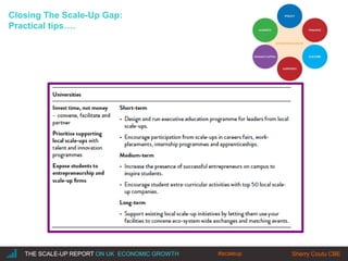 |THE SCALE-UP REPORT ON UK ECONOMIC GROWTH Sherry Coutu CBETHE SCALE-UP REPORT ON UK ECONOMIC GROWTH Sherry Coutu CBE
Closing The Scale-Up Gap:
Practical tips….
#scaleup
 