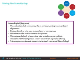 |THE SCALE-UP REPORT ON UK ECONOMIC GROWTH Sherry Coutu CBETHE SCALE-UP REPORT ON UK ECONOMIC GROWTH Sherry Coutu CBE
Closing The Scale-Up Gap:
#scaleup
 