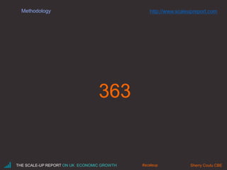 Methodology
363
THE SCALE-UP REPORT ON UK ECONOMIC GROWTH Sherry Coutu CBE#scaleup
http://www.scaleupreport.com
 