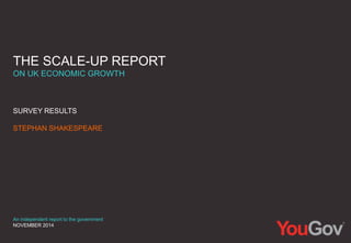THE SCALE-UP REPORT 
ON UK ECONOMIC GROWTH 
SURVEY RESULTS 
STEPHAN SHAKESPEARE 
An independent report to the government 
NOVEMBER 2014 
 