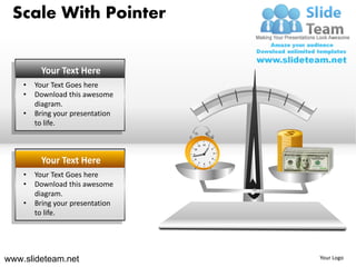 Scale With Pointer


         Your Text Here
    •   Your Text Goes here
    •   Download this awesome
        diagram.
    •   Bring your presentation
        to life.

                                          11 12   1
                                  10                  2

                                  9                       3


         Your Text Here               8
                                          7   6
                                                  5
                                                      4




    •   Your Text Goes here
    •   Download this awesome
        diagram.
    •   Bring your presentation
        to life.




www.slideteam.net                                             Your Logo
 