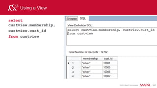 © 2015 MapR Technologies 297
Directories Partitions
• When Querying Files
• partitions are simply nested subdirectories of the table directory.
 