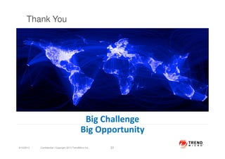 9/10/2013 Confidential | Copyright 2013 TrendMicro Inc. 31
Big Challenge
Big Opportunity
Thank You
 