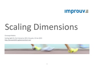 Scaling	
  Dimensions
Christoph	
  Mathis	
  
Scaling	
  Agile	
  for	
  the	
  Enterprise	
  2015,	
  Brussels,	
  22-­‐Jan-­‐2015 
h@p://brussels2015.agileconsorEum.net/
1
 