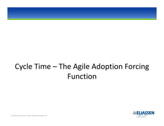 Cycle Time – The Agile Adoption Forcing
                   Function



© 2012-2013 Eliassen Group. All Rights Reserved -24-
 