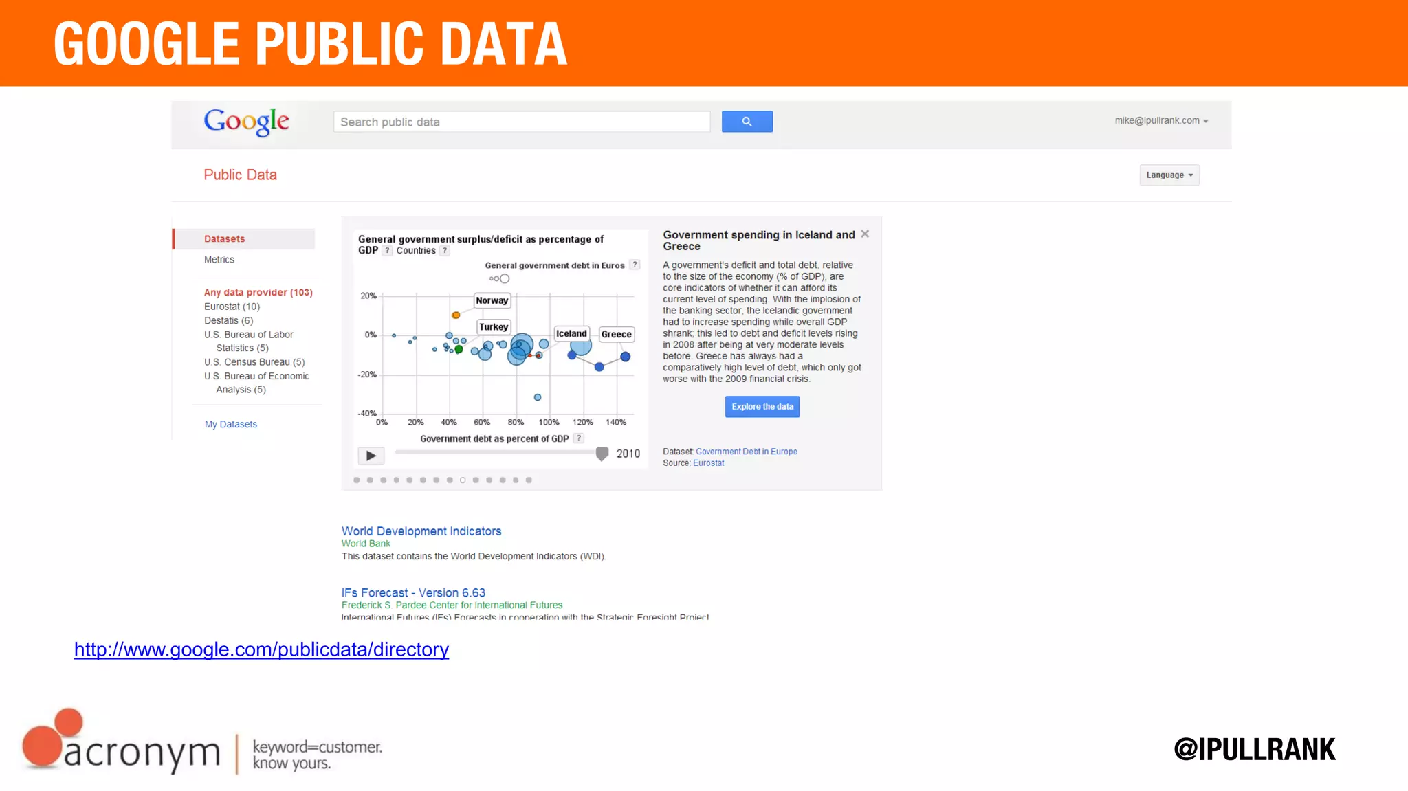 http://www.google.com/publicdata/directory
 