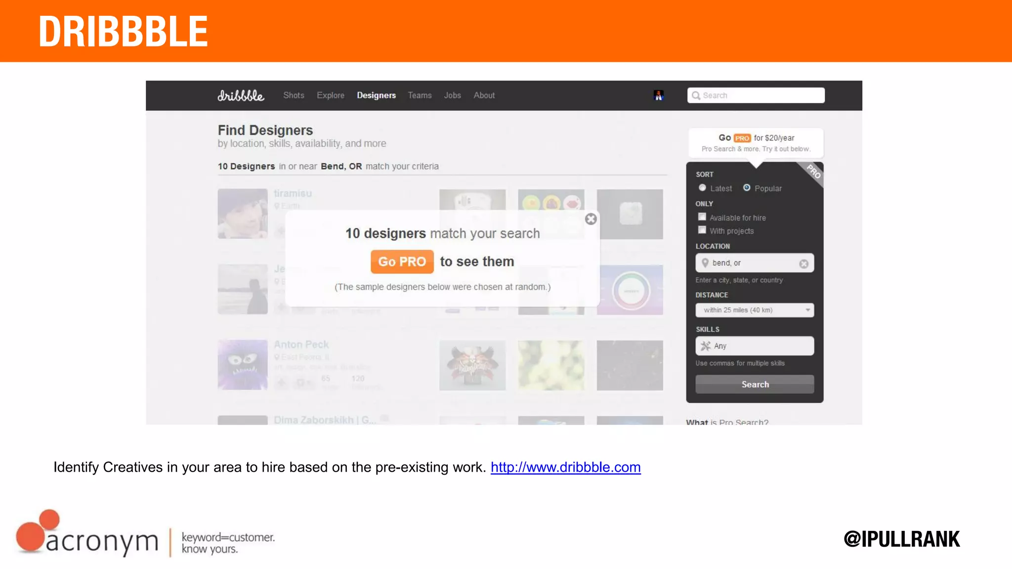 Identify Creatives in your area to hire based on the pre-existing work. http://www.dribbble.com
 