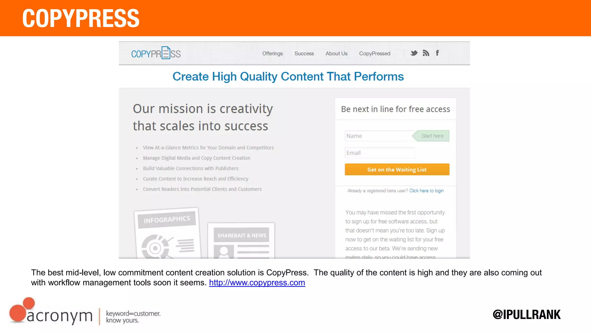 The best mid-level, low commitment content creation solution is CopyPress. The quality of the content is high
and they are also coming out with workflow management tools soon it seems. http://www.copypress.com
 