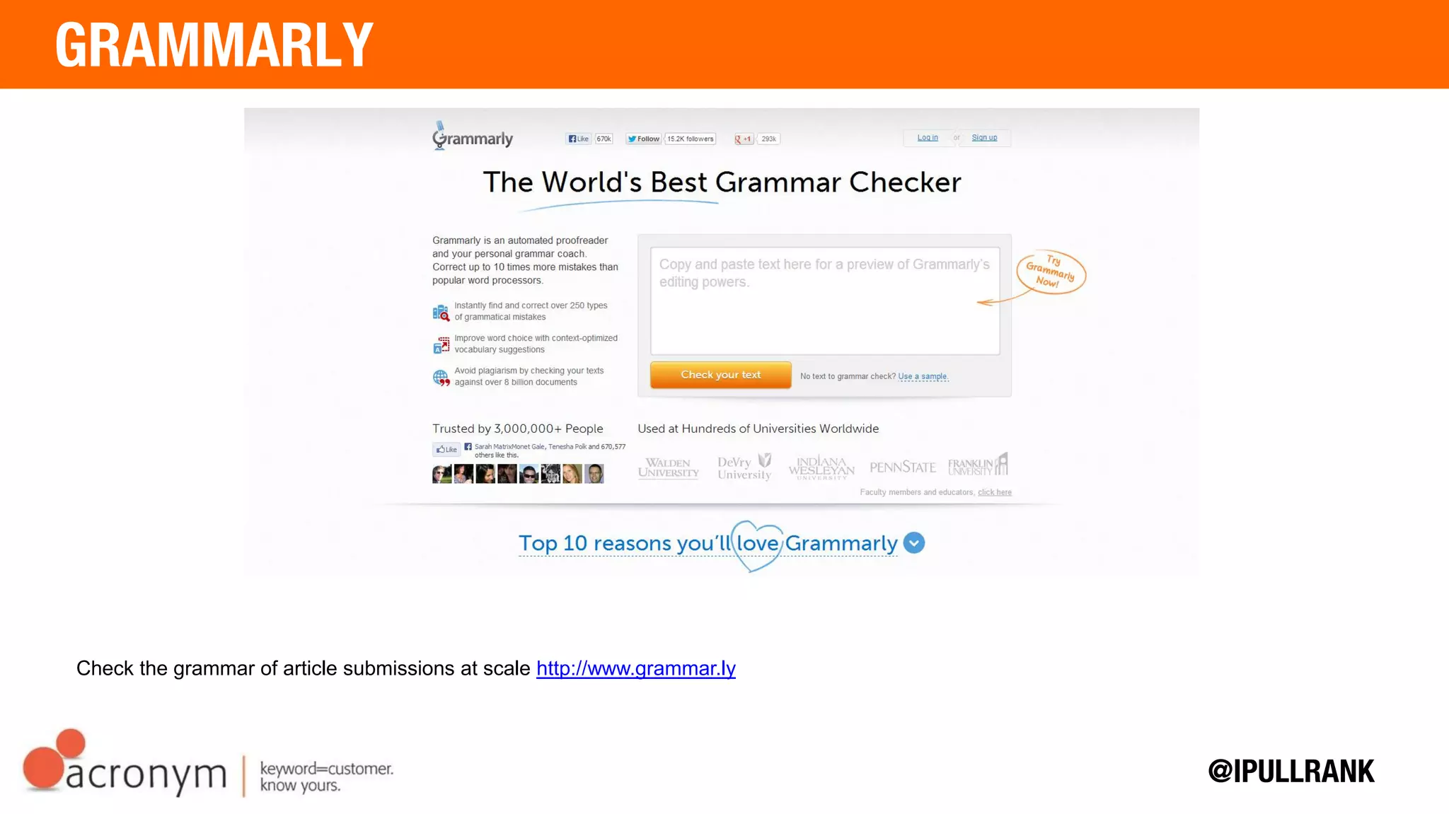 Check the grammar of article submissions at scale http://www.grammar.ly
 