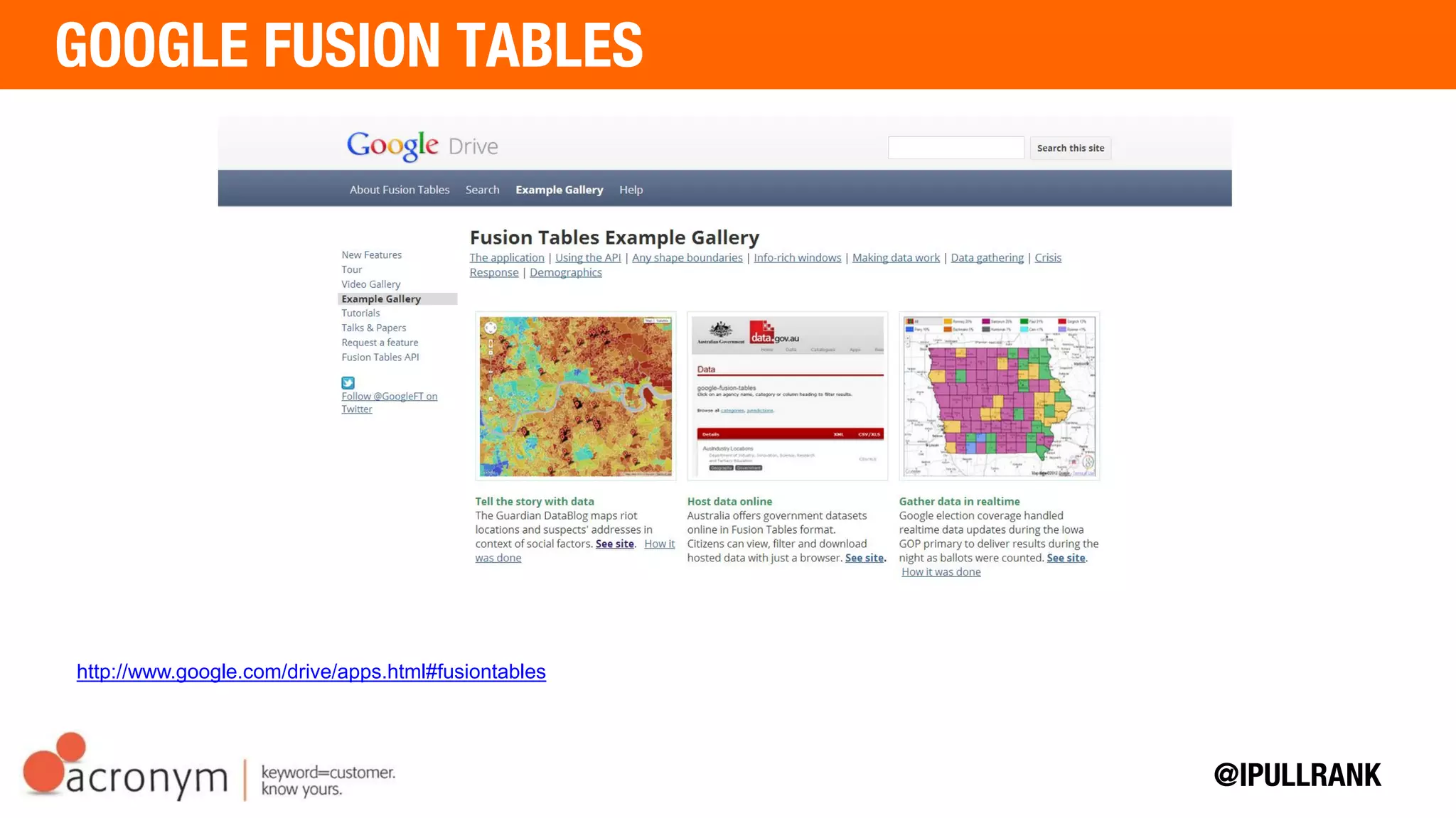 http://www.google.com/drive/apps.html#fusiontables
 