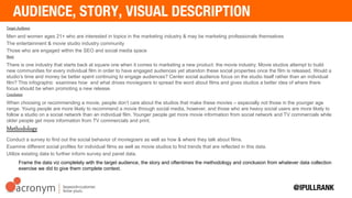 Audience
Wireframe
Data Look & Feel
CopyStory / Background
 